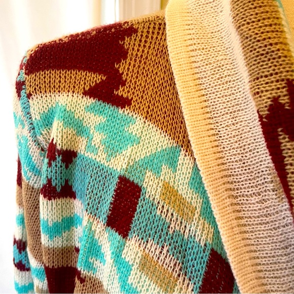 B Sharp Aztec Draped Cardigan Size Large - Picture 9 of 15